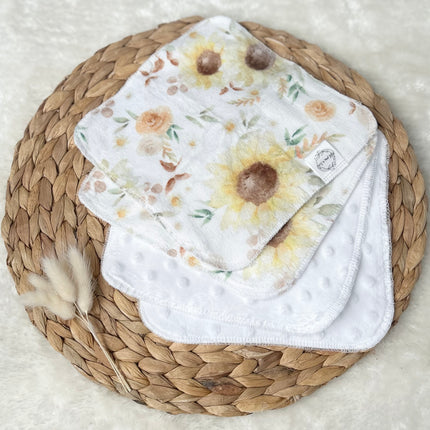 Débarbouillettes réversibles - Tournesols / Citron