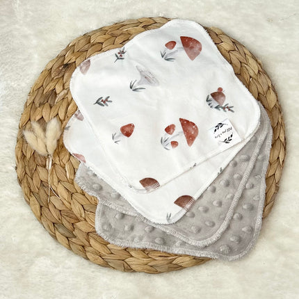 Débarbouillettes réversibles - Petit champignon / Sable