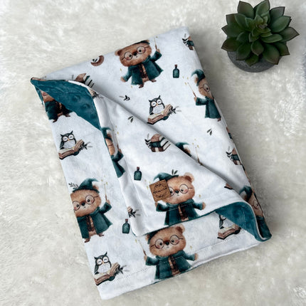 Couverture en minky - Ourson magicien