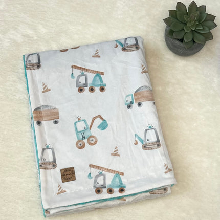 Couverture en minky - Camion turquoise