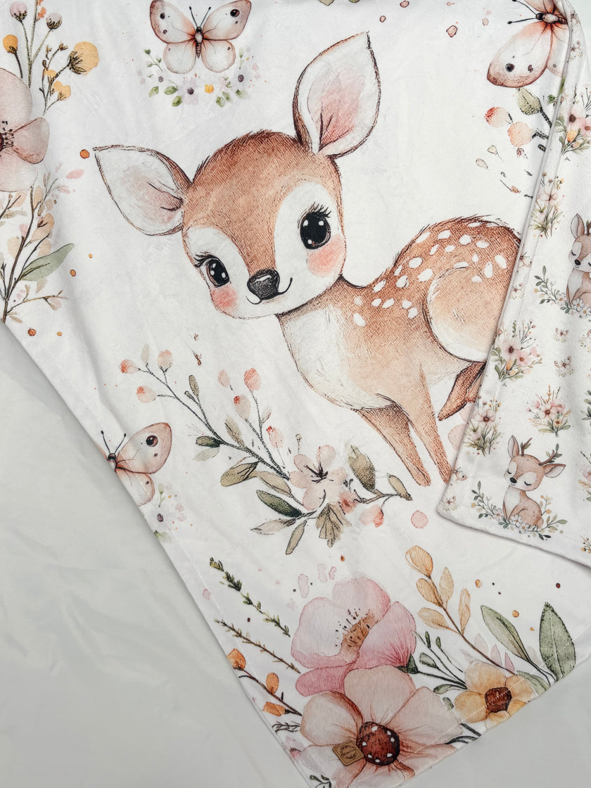 Doudou recto-verso - Bambi fleuris