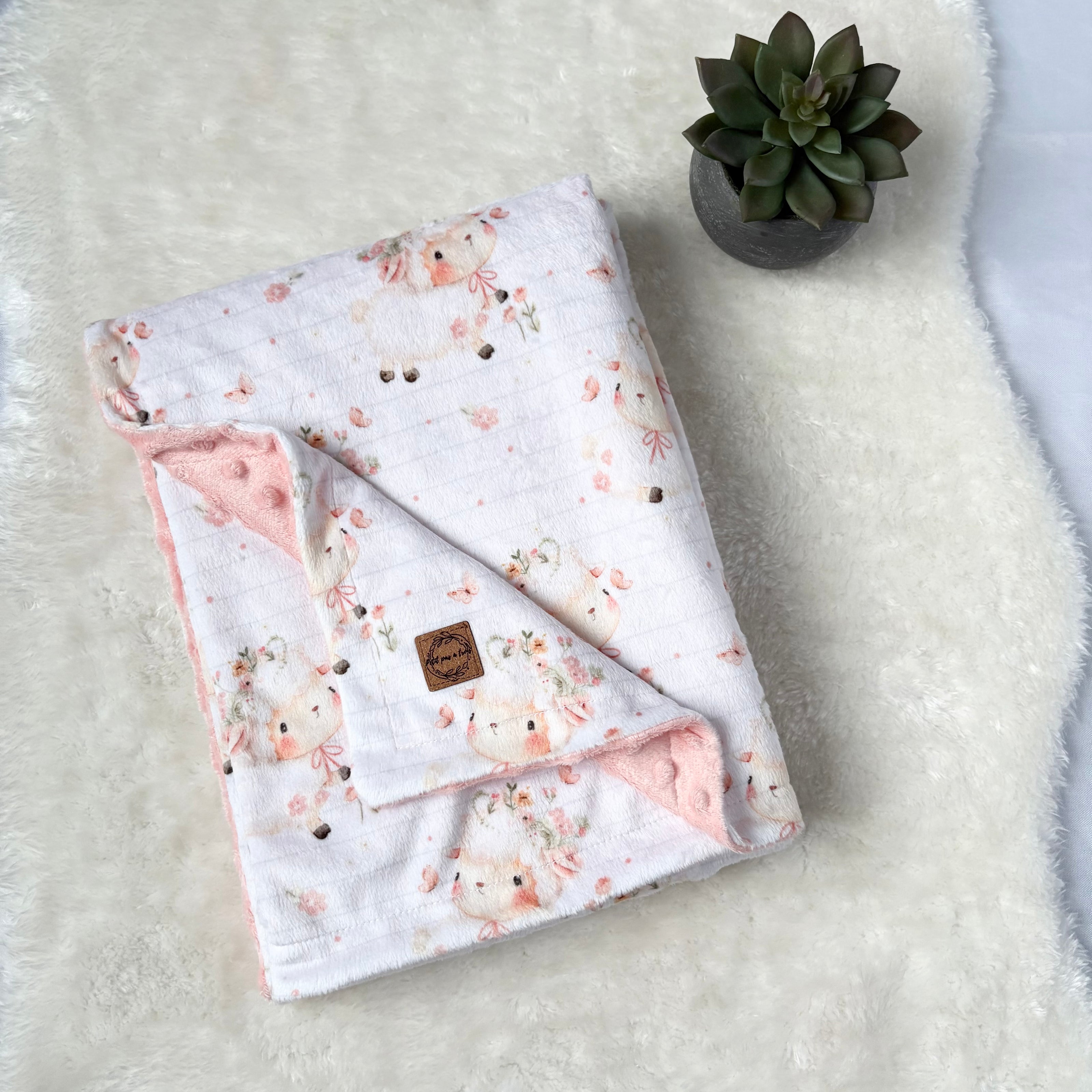 Couverture en minky - Brebis fleuris