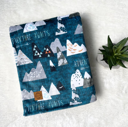 Couverture en minky - Montagnard bleu