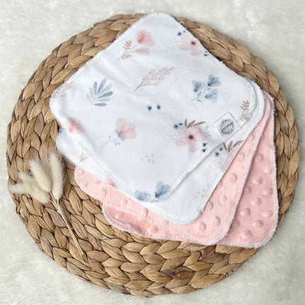 Débarbouillettes réversibles - Floral boho pastel / Quartz