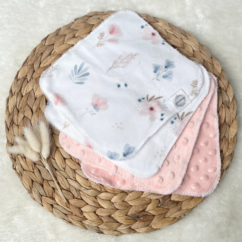 Débarbouillettes réversibles - Floral boho pastel / Quartz