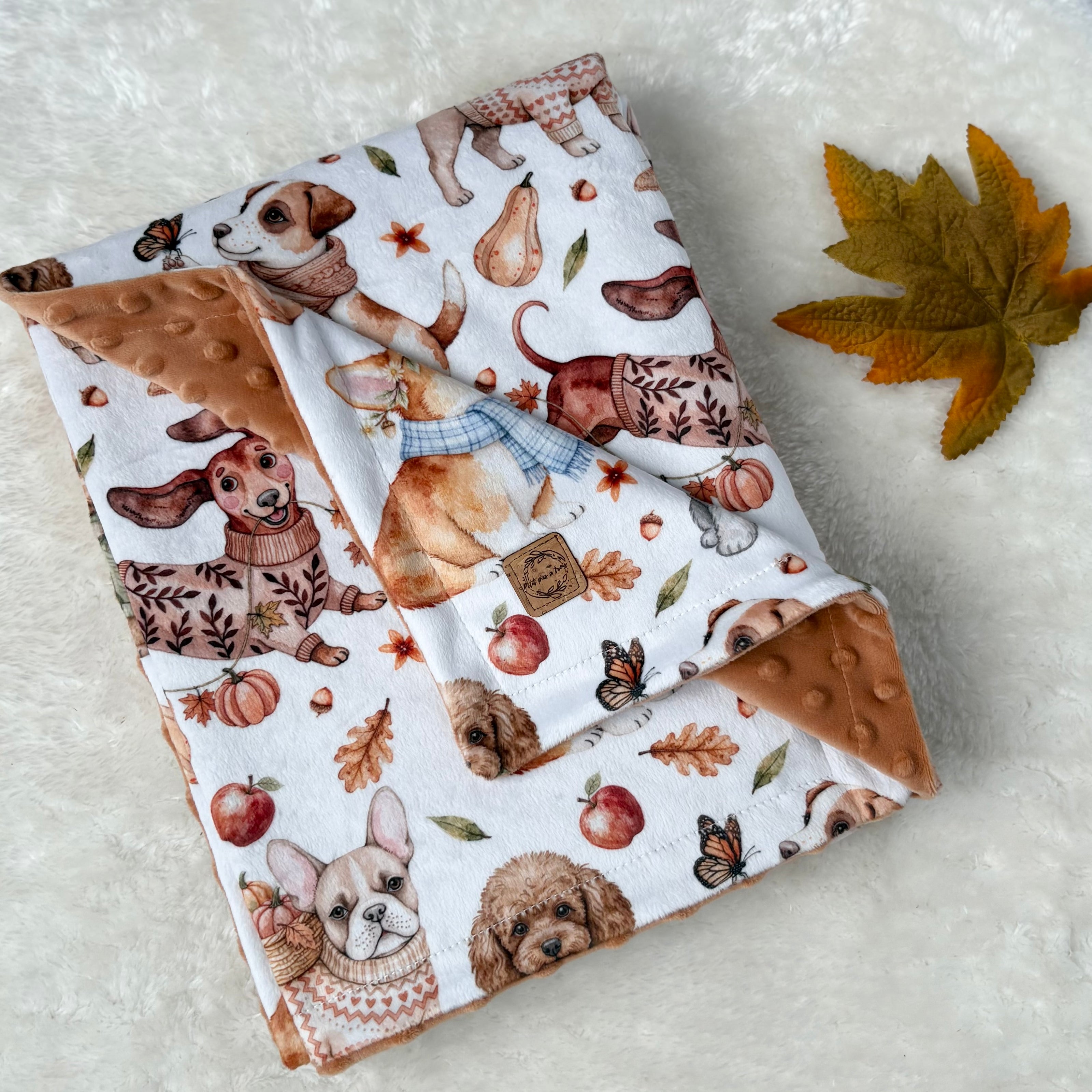 Couverture en minky - Toutous d’automne