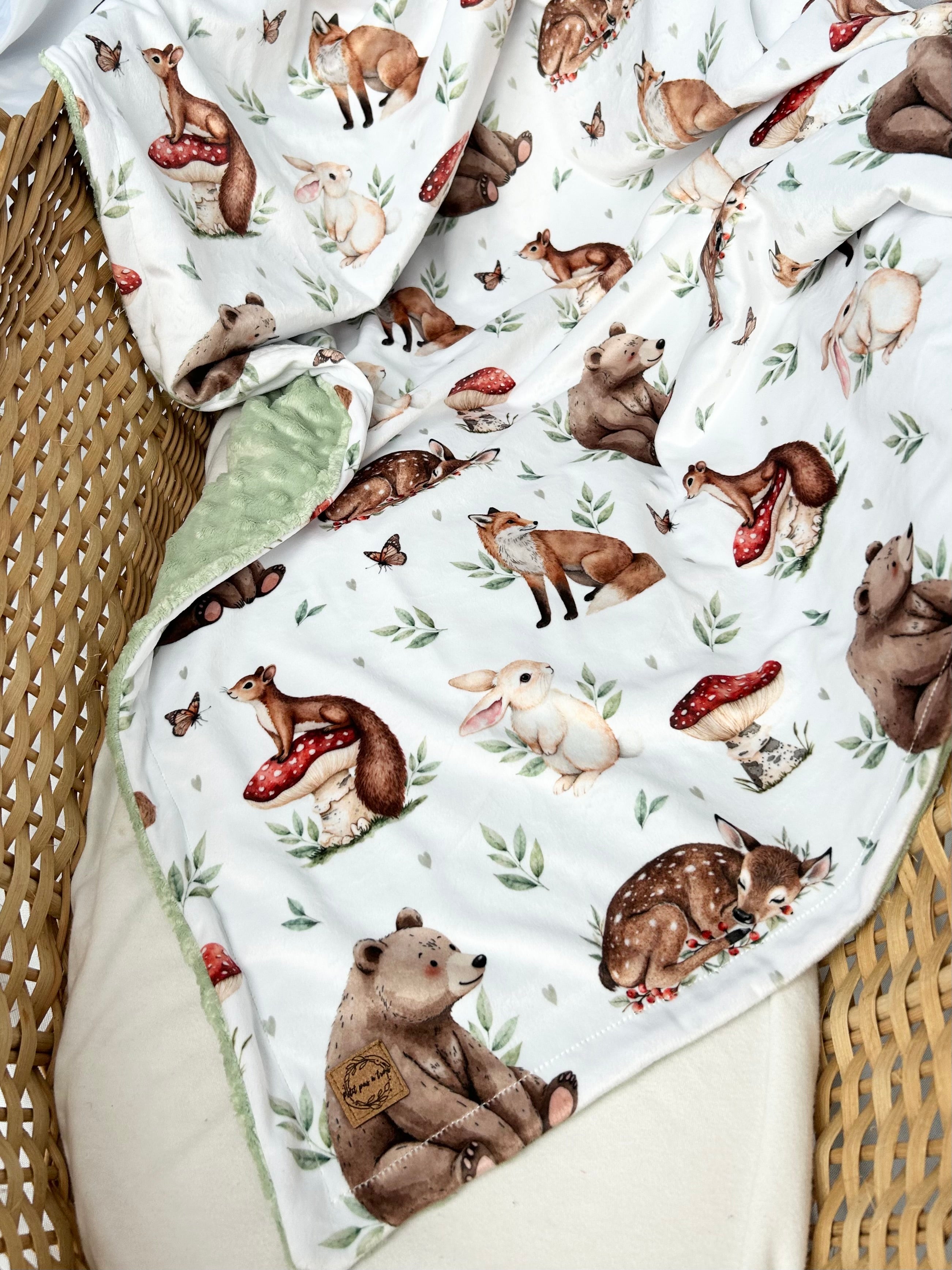 Couverture en minky - Balade dans les bois