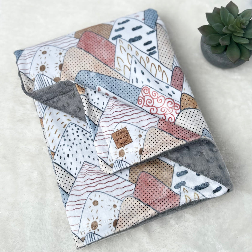 Couverture en minky - Montagnes boho