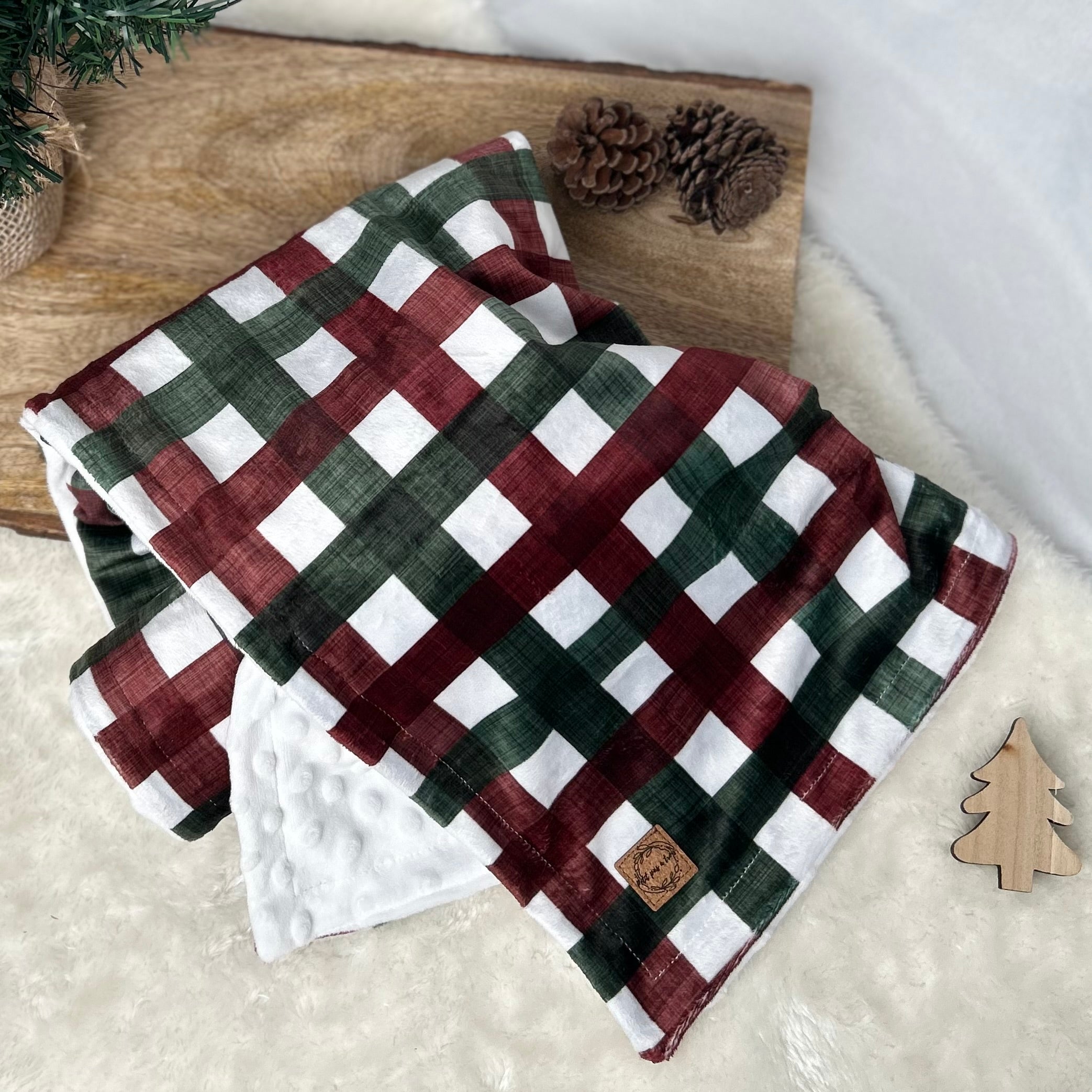 Couverture en minky - Gingham de Noël