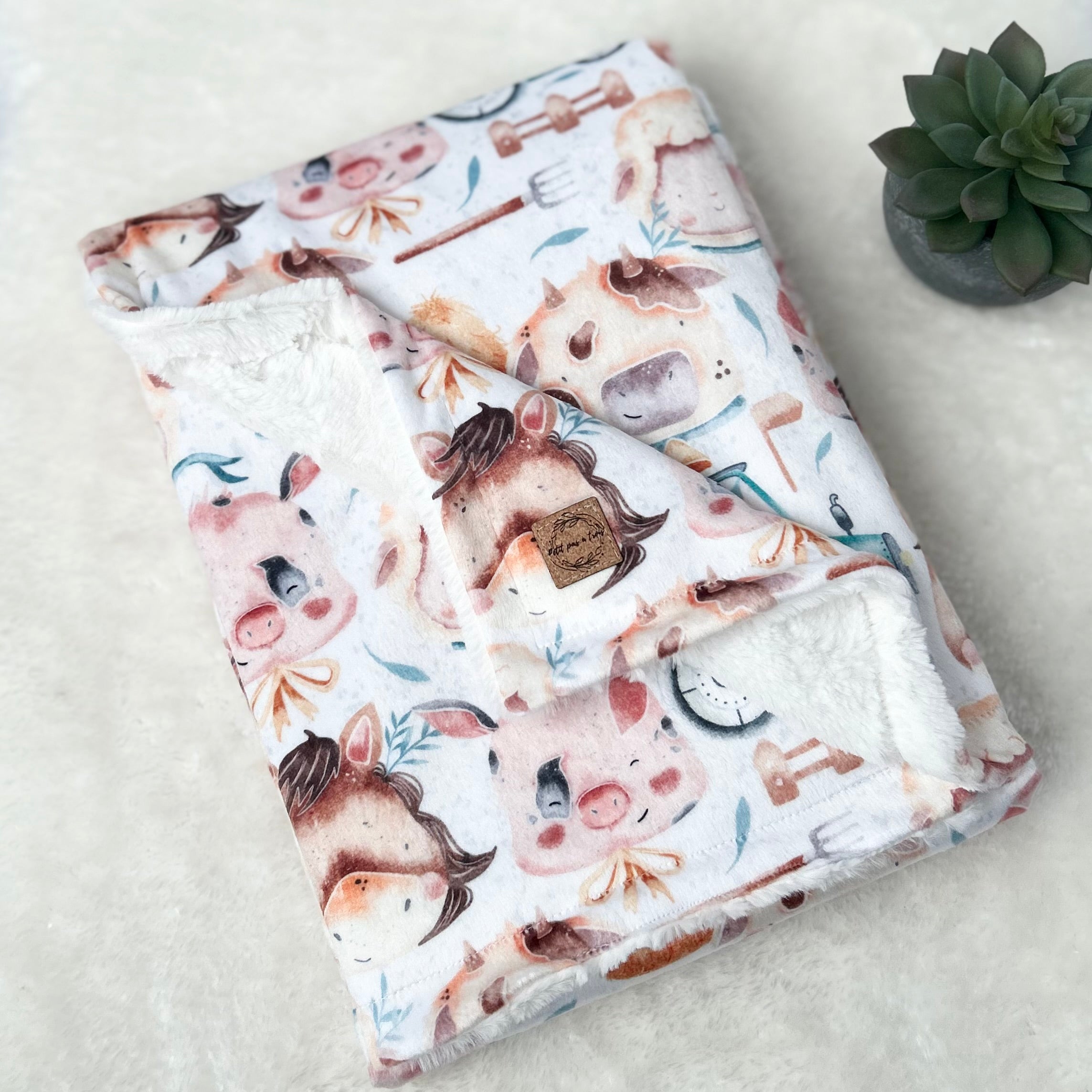 Couverture minky / fourrure - Dans la ferme à Mathurin