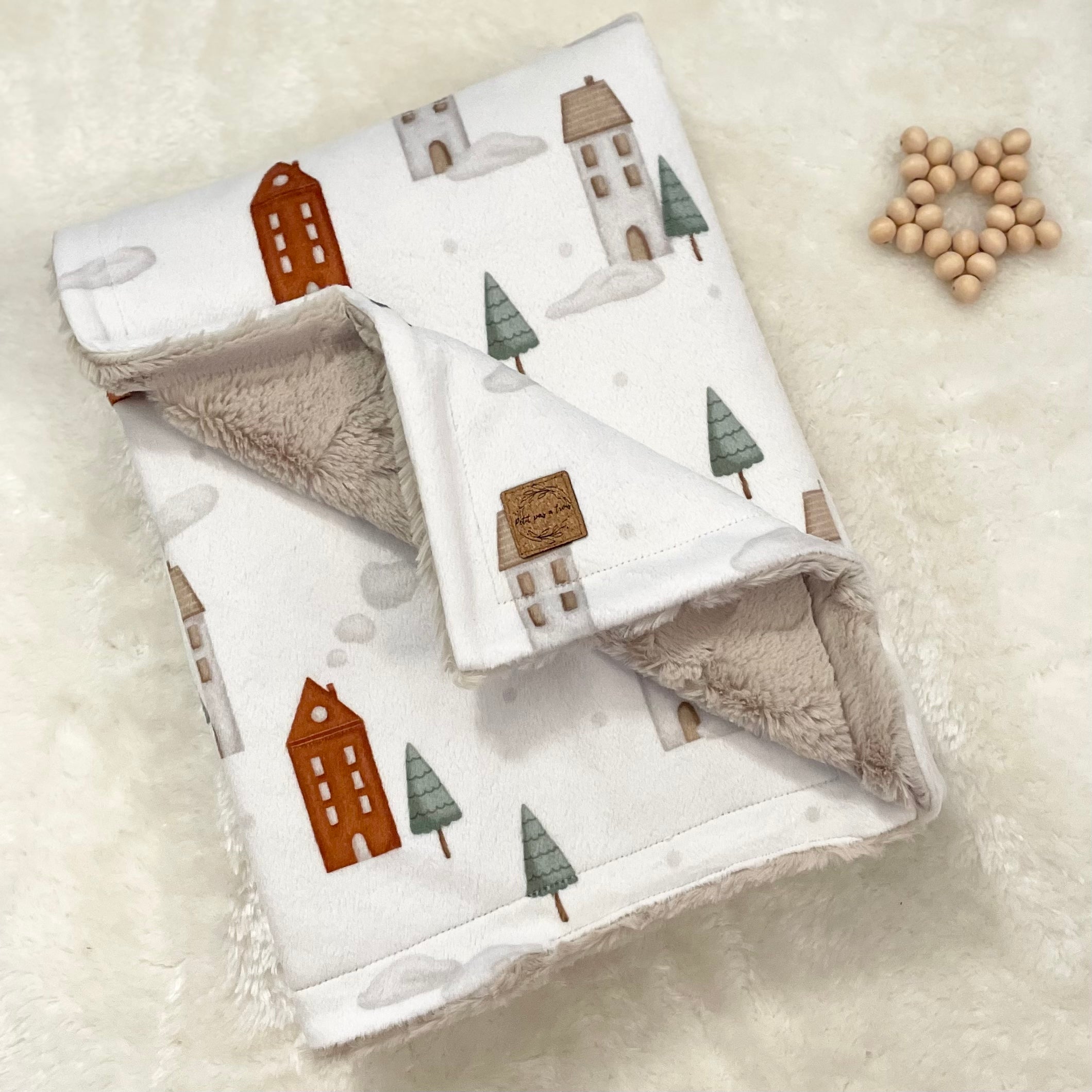 Couverture minky / fourrure - Petites maisons
