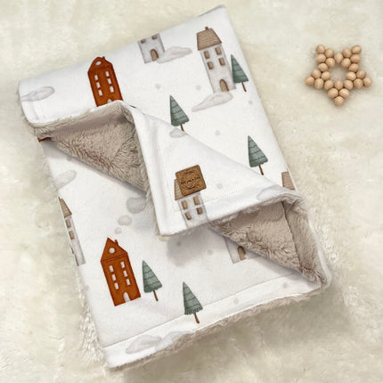 Couverture minky / fourrure - Petites maisons