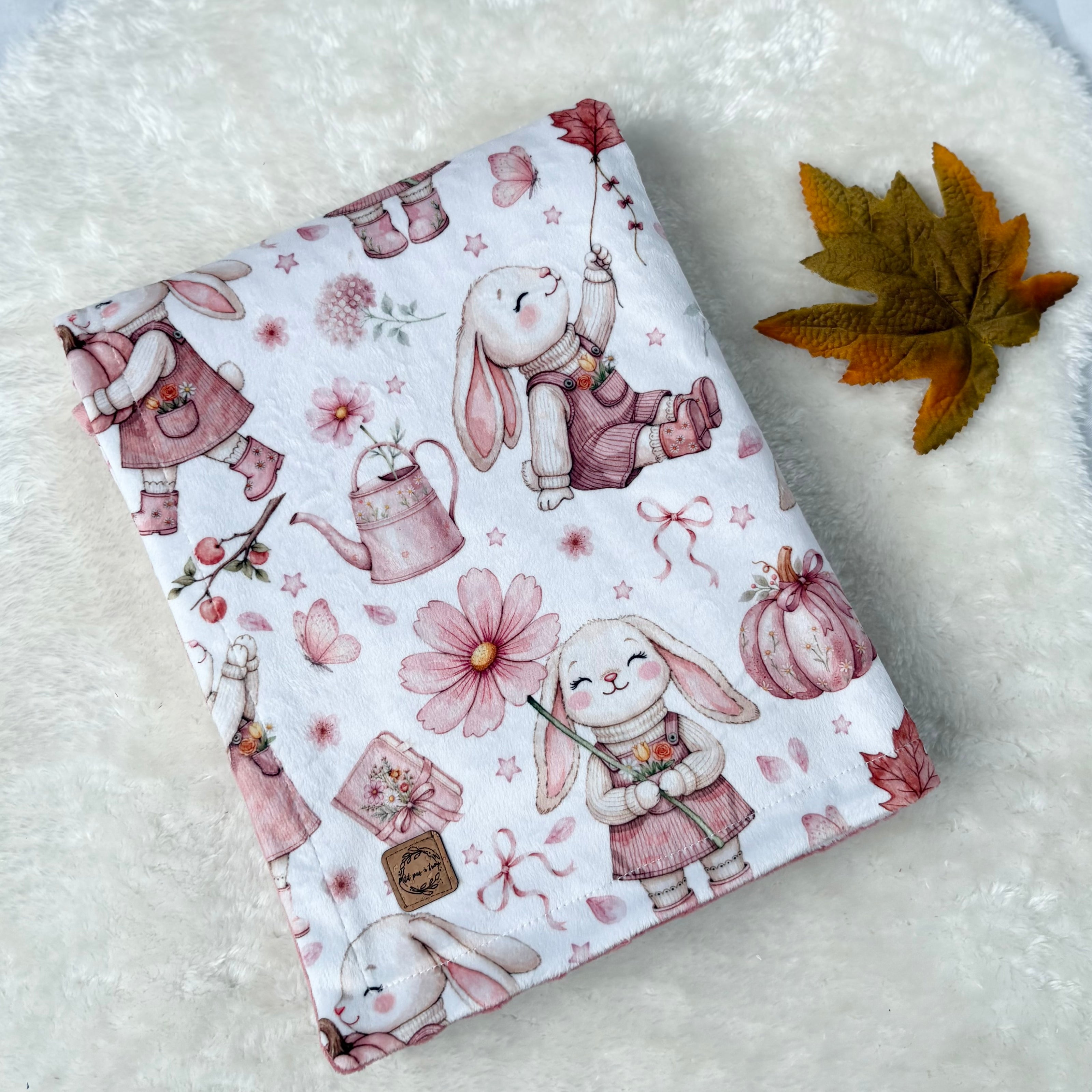 Couverture en minky - Lapinette d’automne