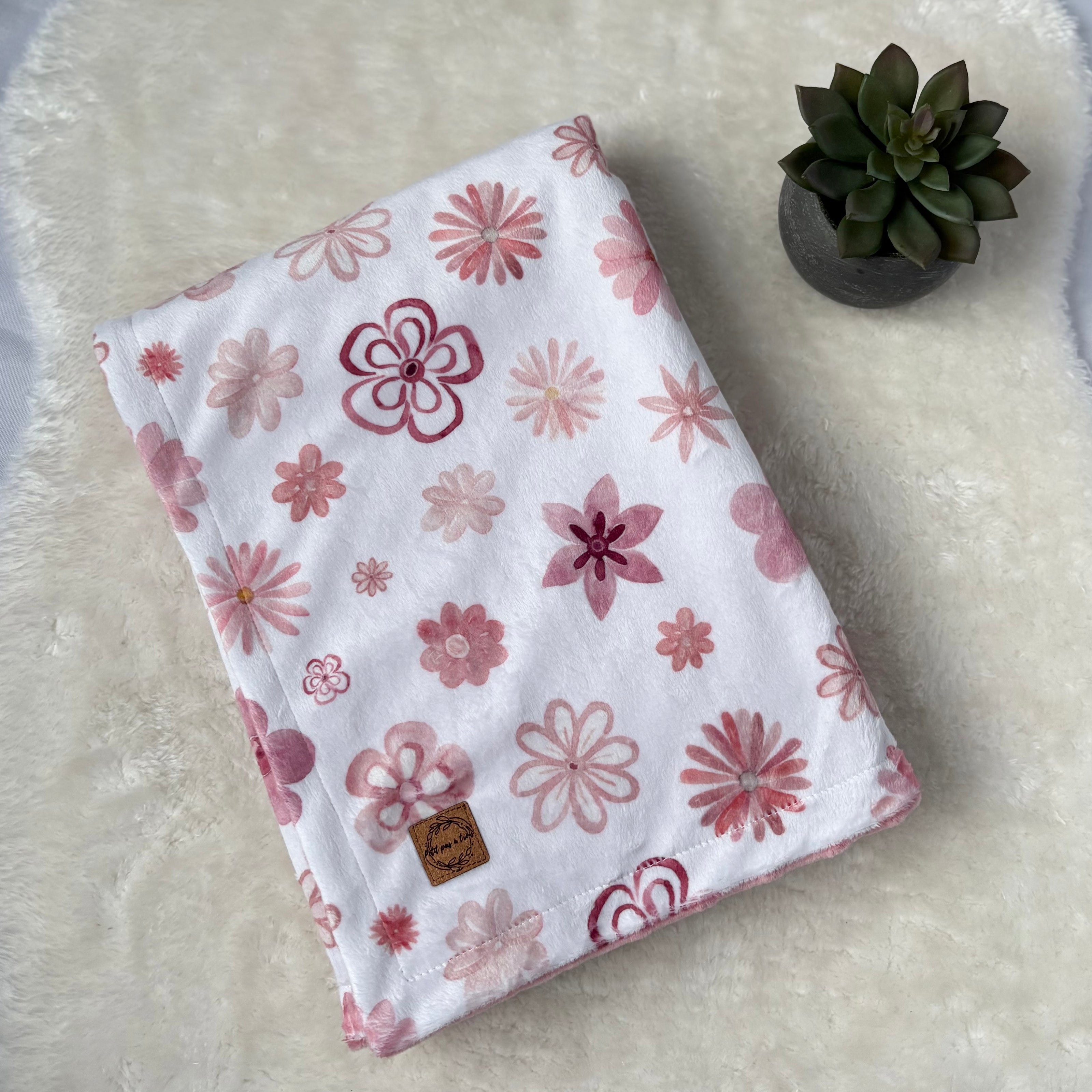 Couverture en minky - Fleurs rétro