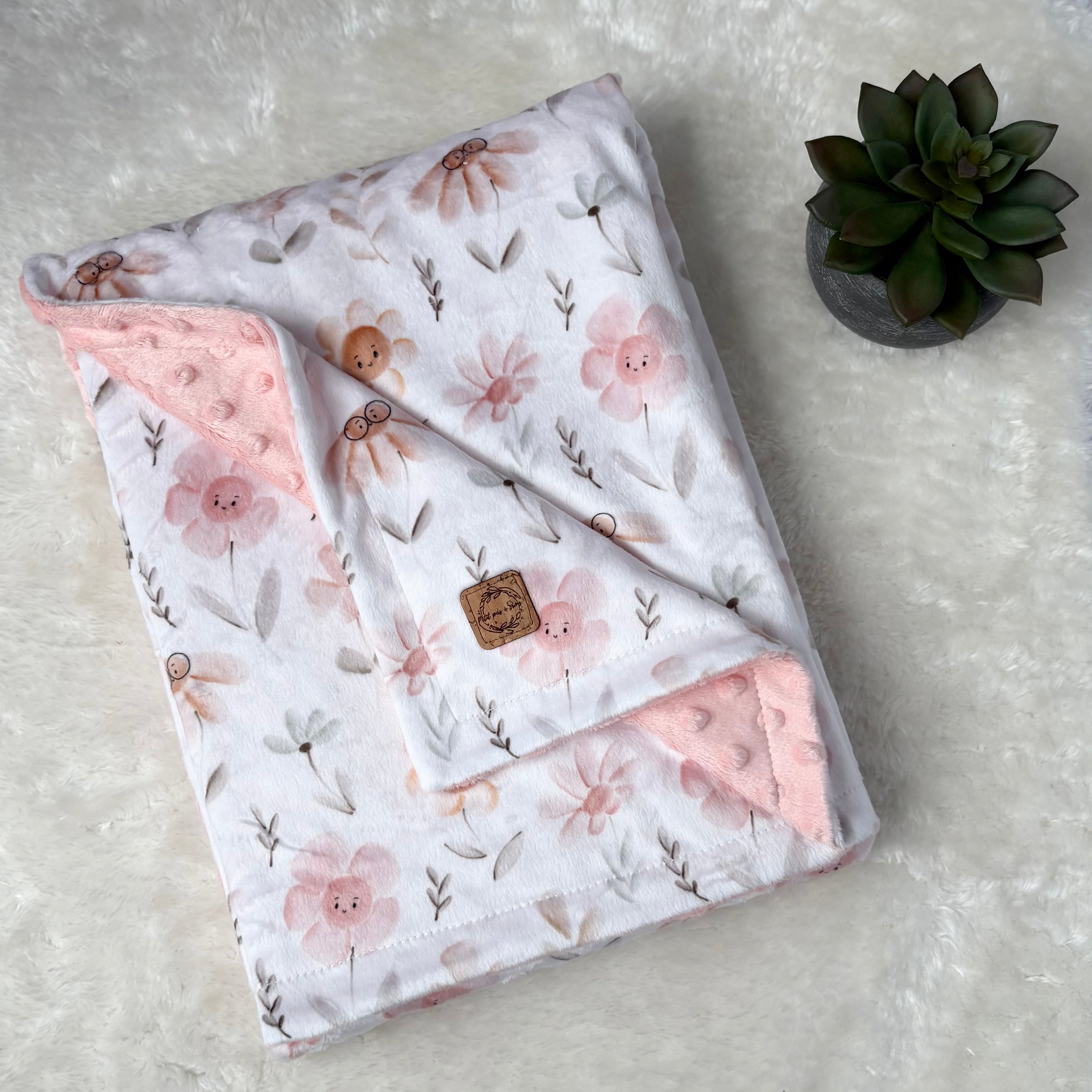 Couverture en minky - Fleurs studieuses