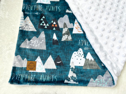 Couverture en minky - Montagnard bleu