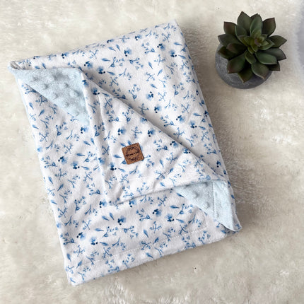 Couverture en minky - Fleurs bleues vintages