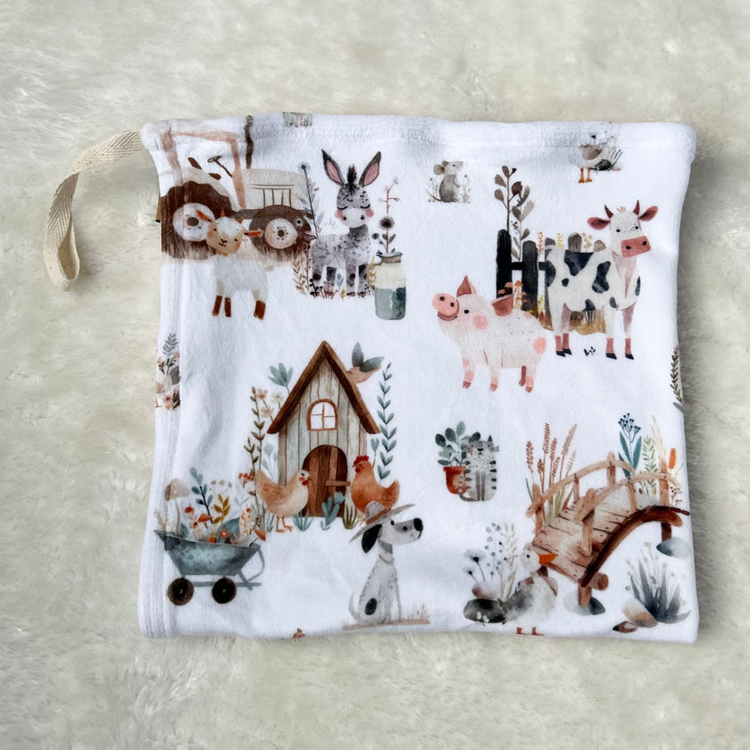 Doudou douceur attache-suce - Ferme pastel