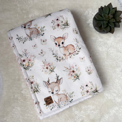 Couverture minky/fourrure - Bambi fleuris