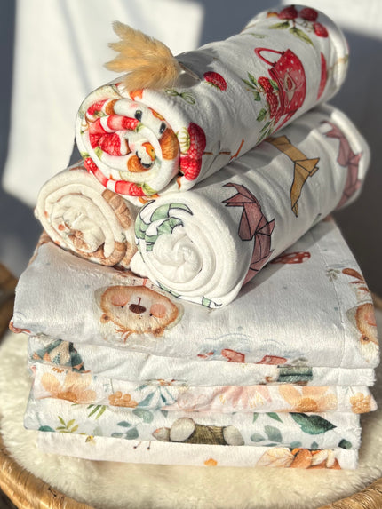 Couverture 100% minky personnalisée - Collection printemps 2026