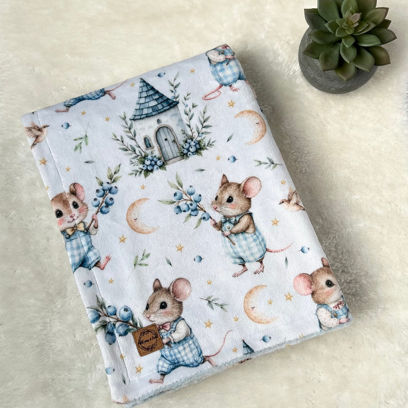Couverture en minky - Au champs de bleuets