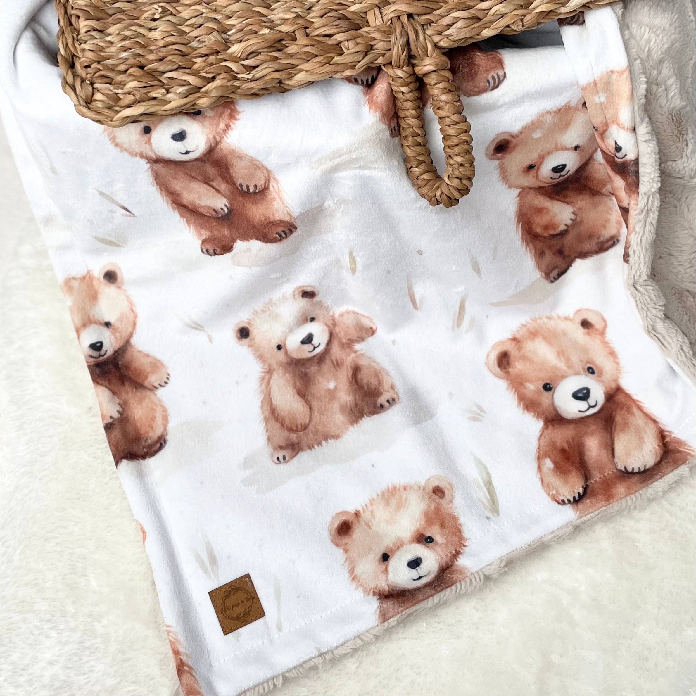 Couverture minky / fourrure - Oursons mignons