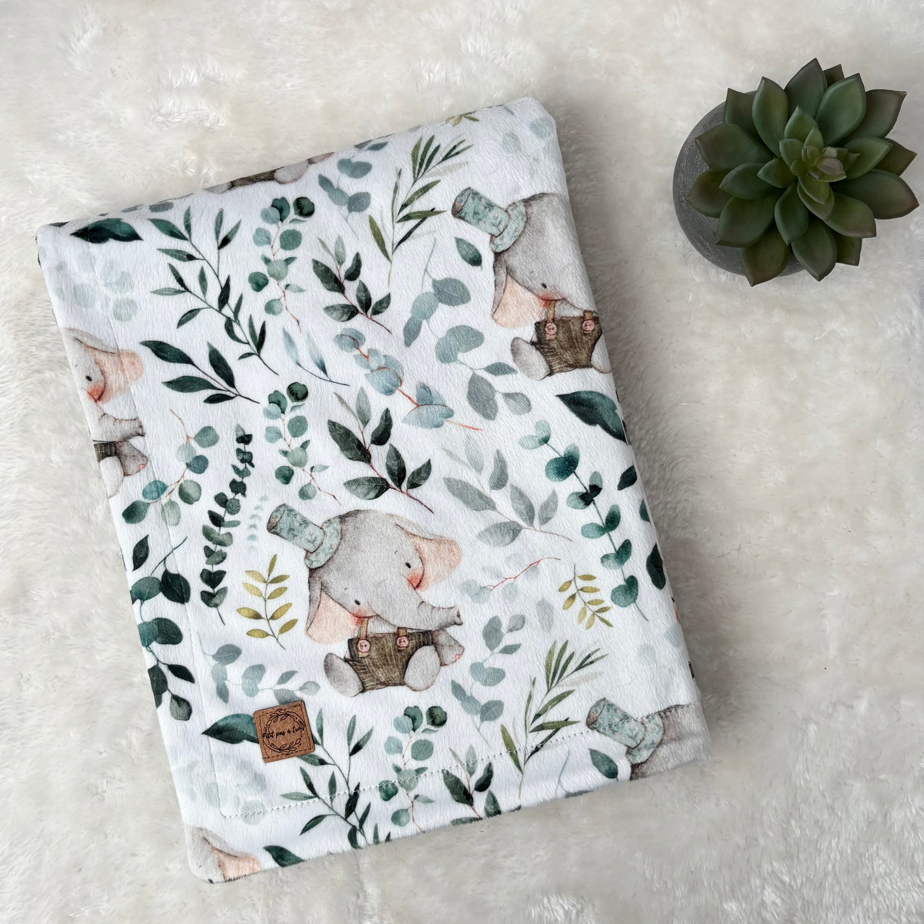 Couverture en minky - Hubert l’éléphant