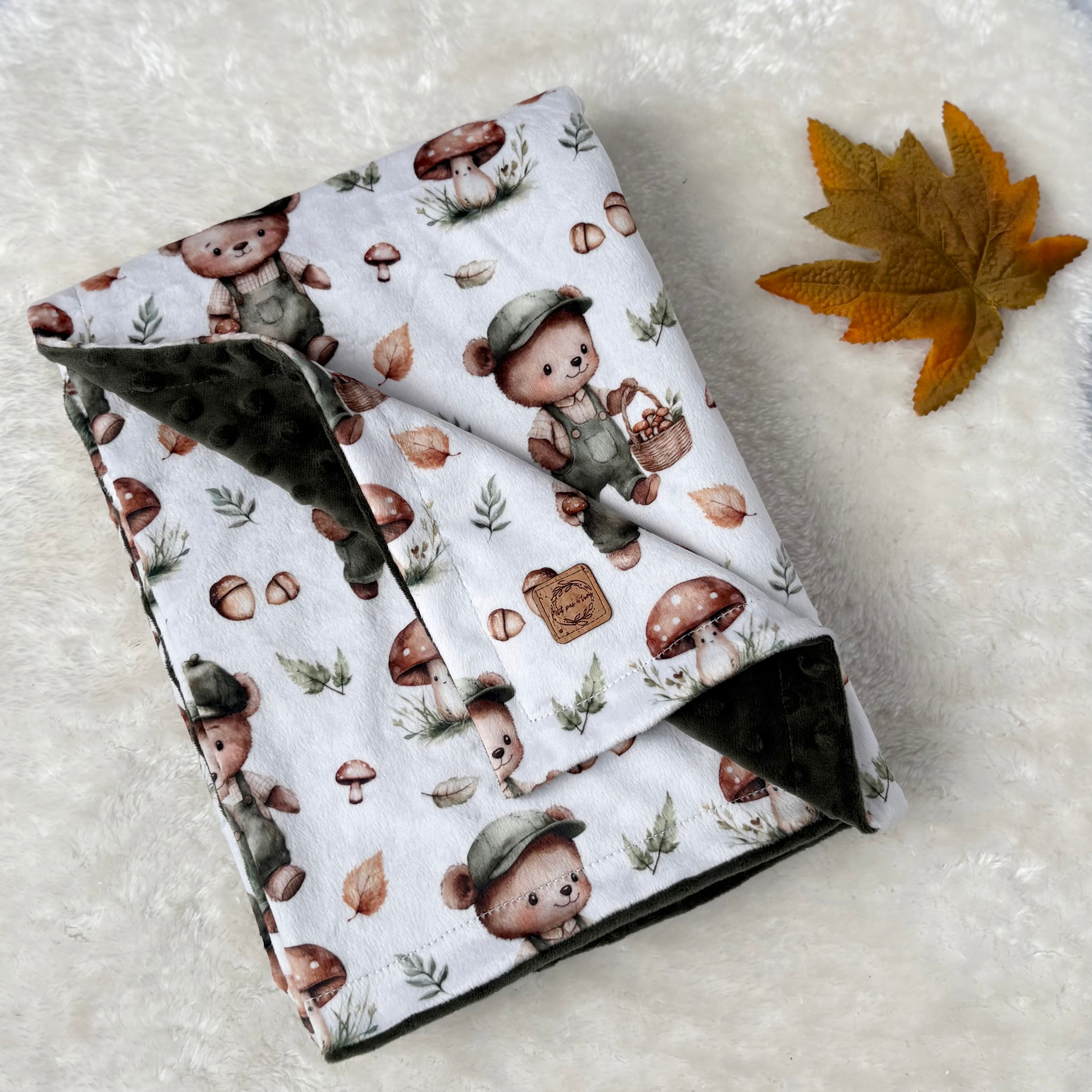 Couverture en minky - Ourson forestier