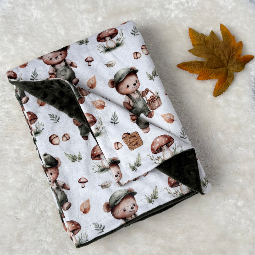 Couverture en minky - Ourson forestier