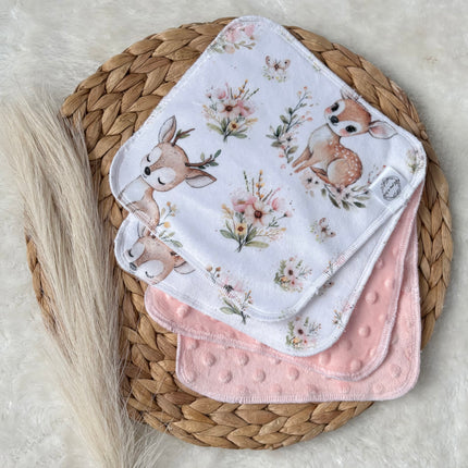 Débarbouilettes réversibles - Bambi fleuris / Quartz