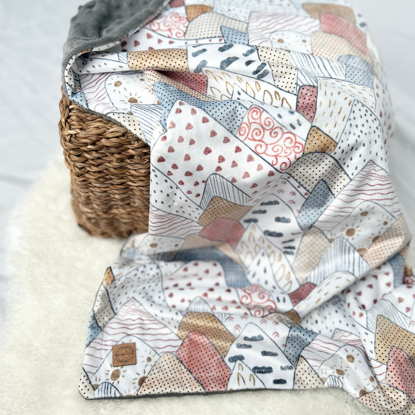 Couverture en minky - Montagnes boho