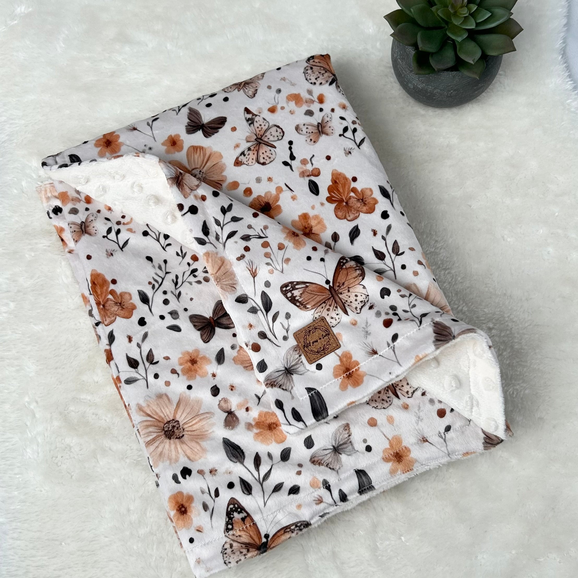 Couverture en minky - Papillons de lin