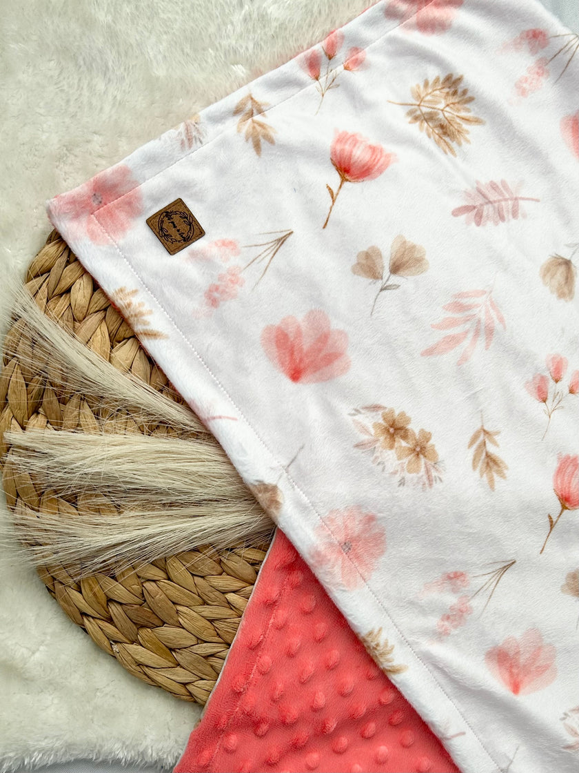 Couverture en minky - Passion corail