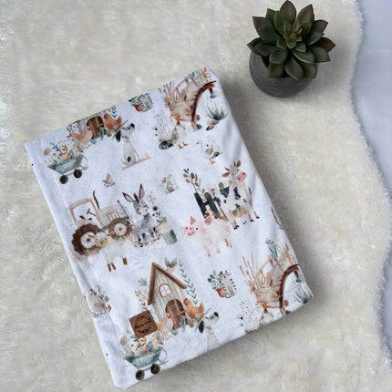 Couverture en minky - Ferme pastel