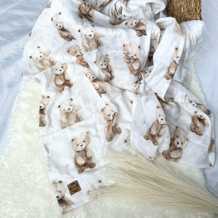 Mousseline de bambou - Oursons mignons