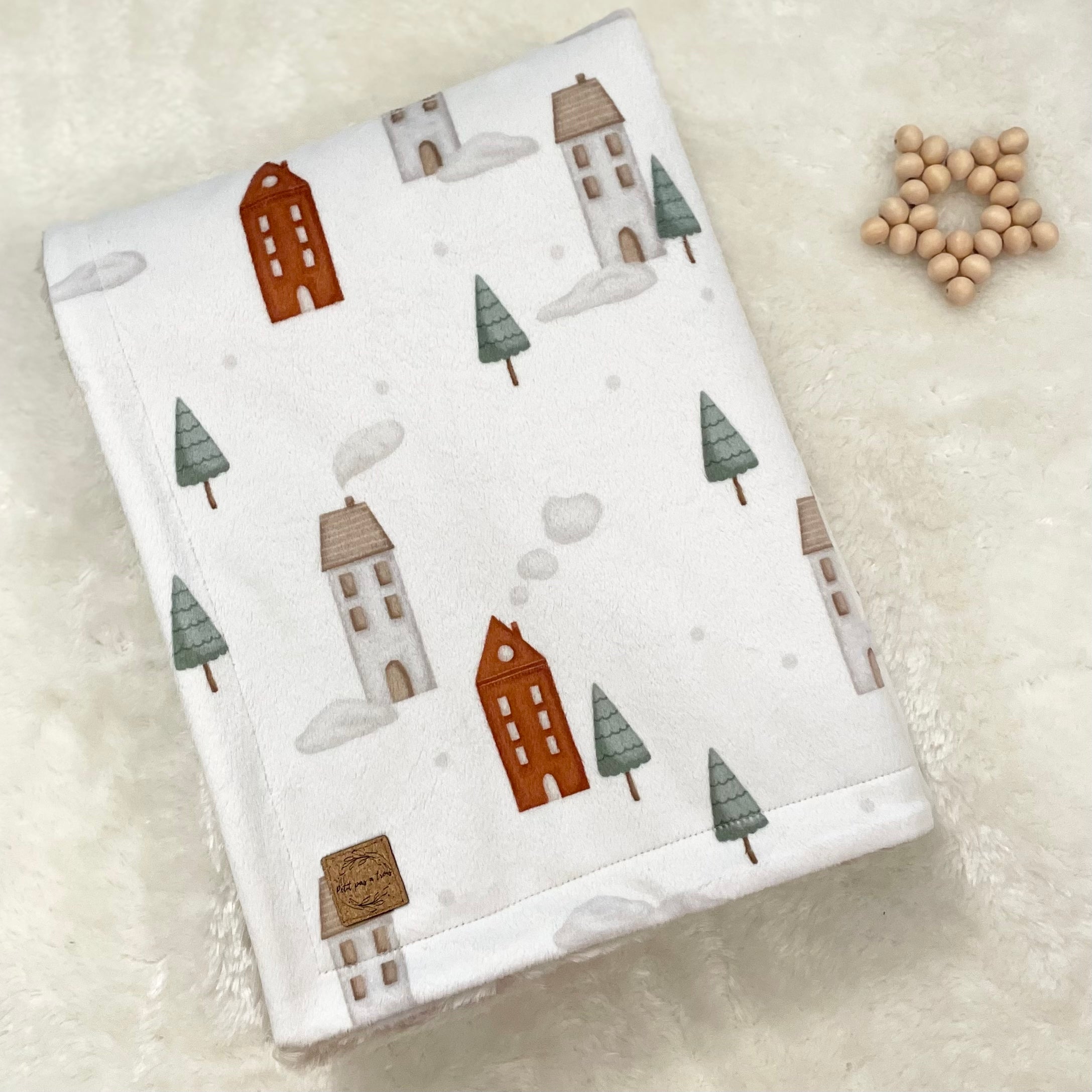 Couverture minky / fourrure - Petites maisons