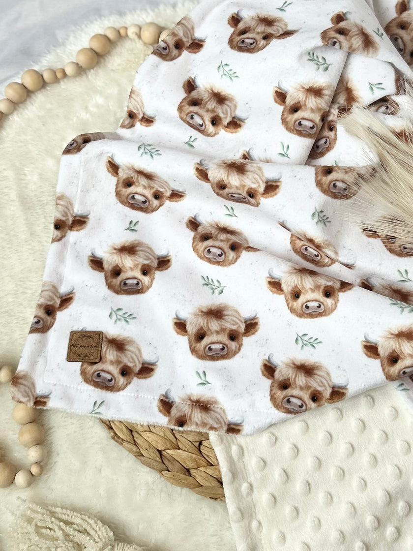 Couverture en minky - Vache highland