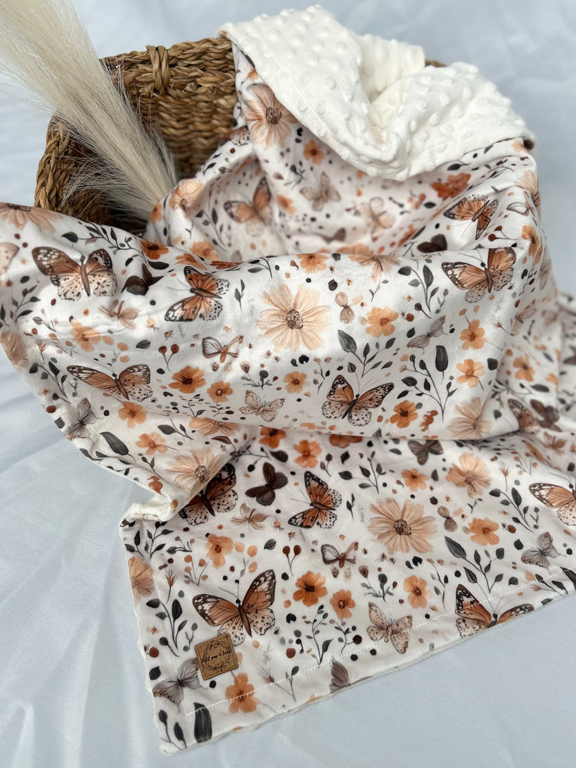 Couverture en minky - Papillons de lin