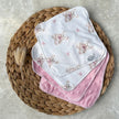 Débarbouilettes réversibles - Ours et boucle rose