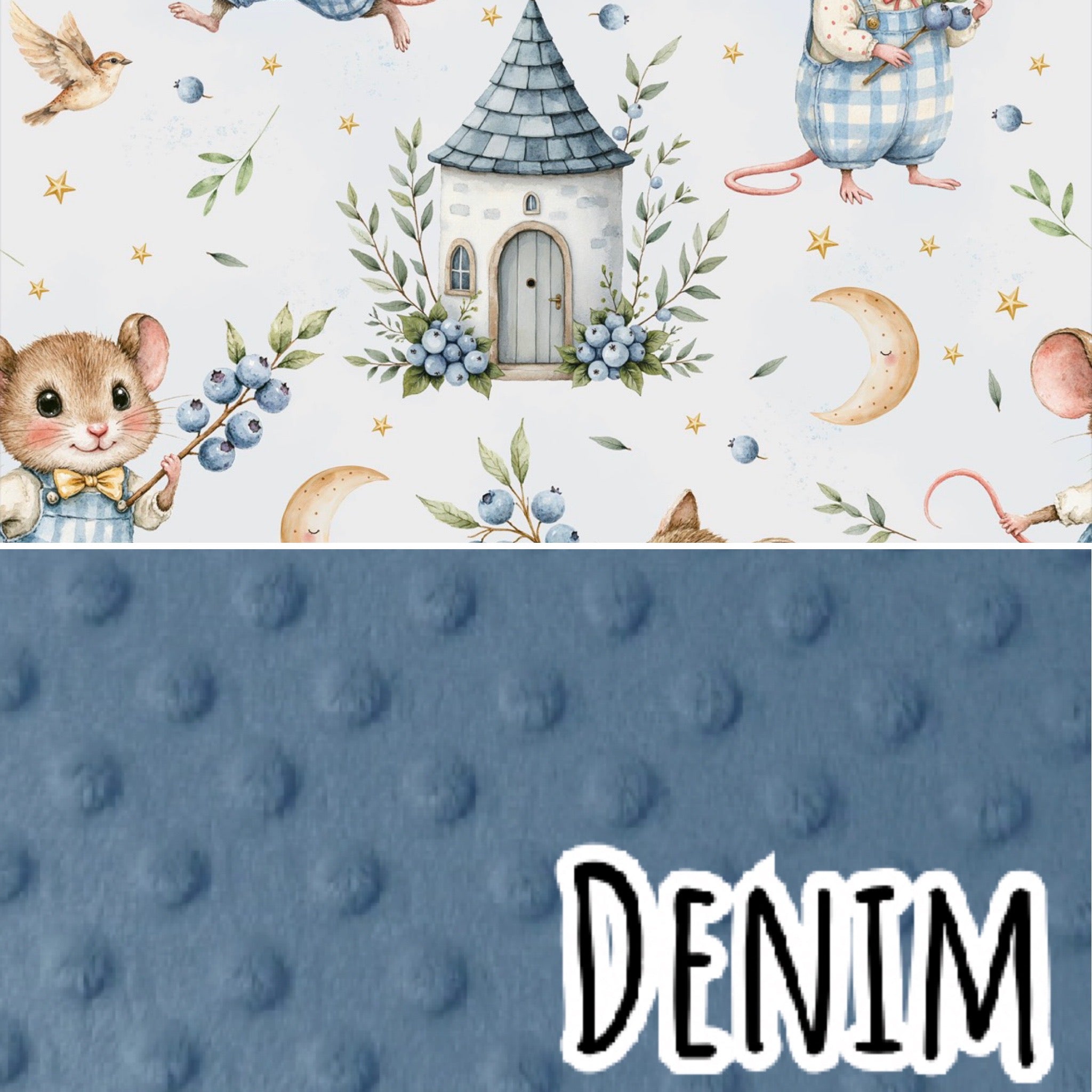 Couverture en minky - Au champs de bleuets