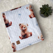 Couverture en minky - Ourson et boucle bleu