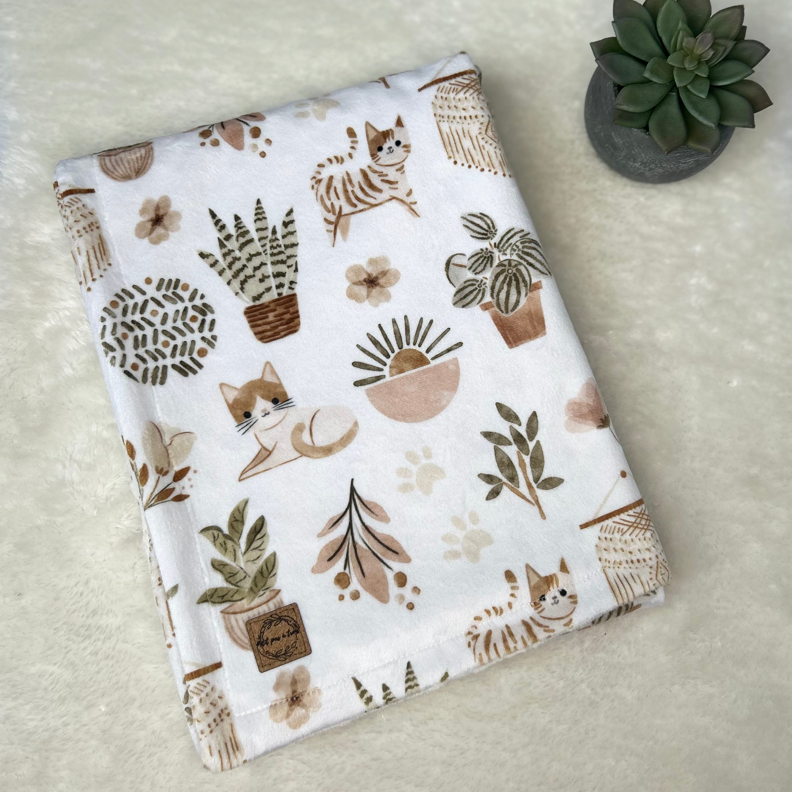 Couverture en minky - Chat boho