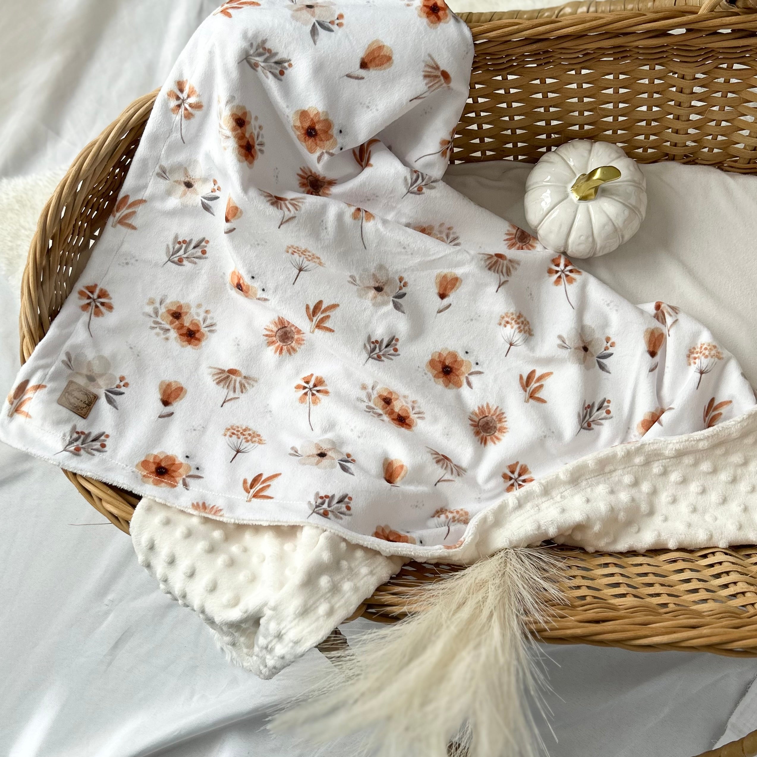 Couverture en minky - Fleurs boho automnales