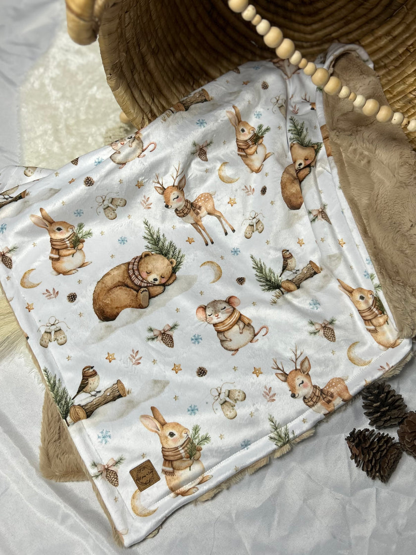 Couverture minky/fourrure - Forêt endormie
