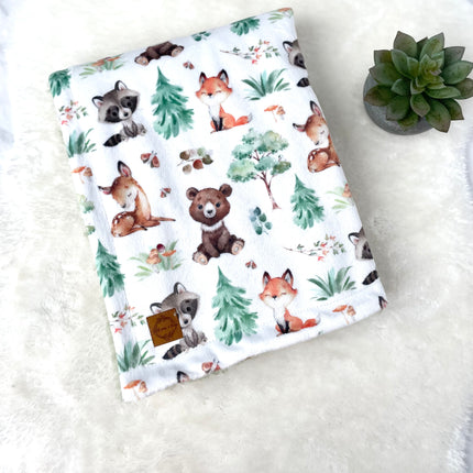 Couverture minky/fourrure - Amis de la forêt