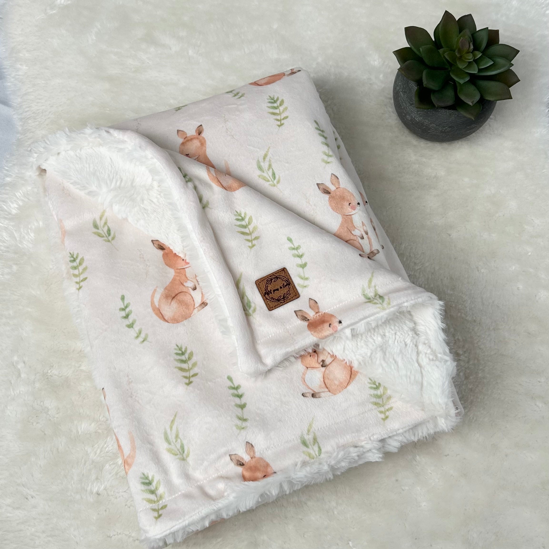 Couverture minky/fourrure - Petits kangourous