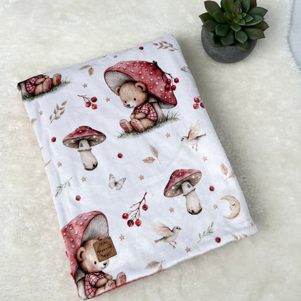 Couverture en minky - Ours & champis