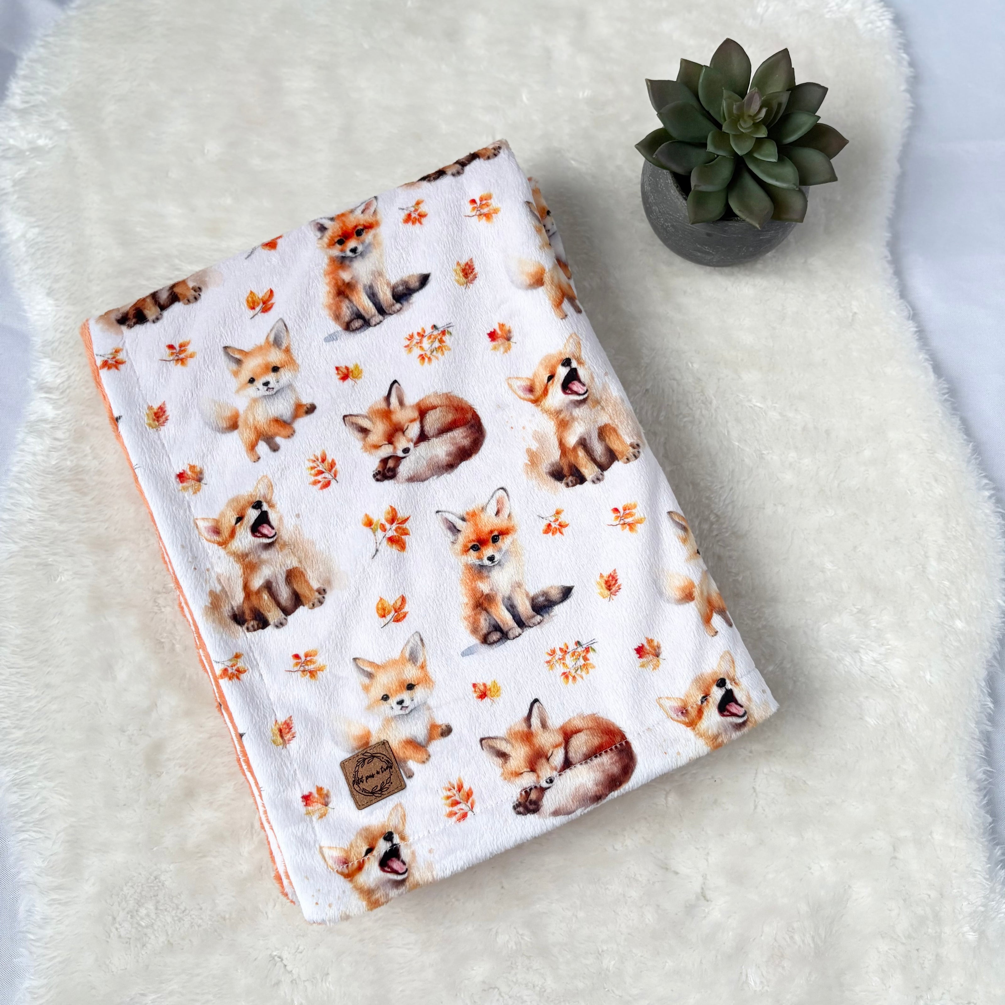 Couverture en minky - Renard pastel
