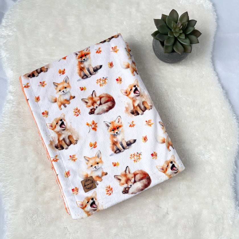 Couverture en minky - Renard pastel
