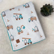 Couverture minky/fourrure - Camions turquoises